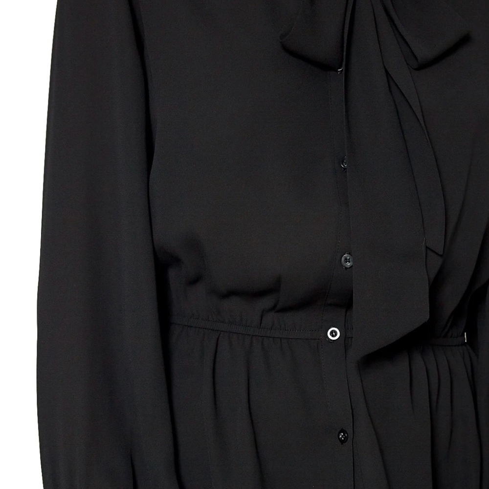 Women’s Plus Size Pleione Tie Neck Button Down Peplum Blouse in Black Size 3X - Picture 6 of 6